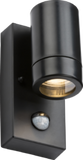 Knightsbridge - EAMON - 230V IP44 GU10 Polycarbonate Single wall light with PIR - Black
