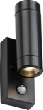 Knightsbridge - EAMON - 230V IP44 GU10 Polycarbonate Up/Down wall light with PIR - Black