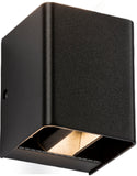Knightsbridge - 230V IP65 2 x 6W LED Adjustable Up and Down Wall Light Black - 3000K