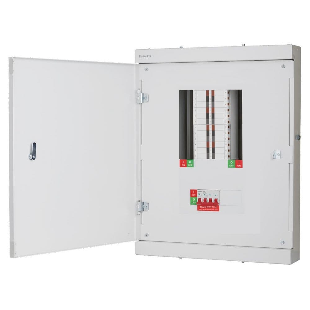 FuseBox - 8 Way 125A 4P TPN Main Switch Three Phase Distribution Board TPN08FB
