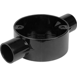 Falcon Trunking - 25mm PVC Conduit 2 Way Through Box Black 2S/25B