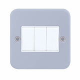 Selectric - LG203MB - 10A Plate Switch Metal Clad - 3 Gang 2 Way - X-Rated