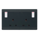 Selectric - SSL609 - 13A Socket Outlet - 2 Gang Switched DP with Outboard Rockers & 2 Earth Terminals - Part M