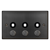 Click Deco - Matt Bronze - 2 Gang Unfurnished Dimmer Plate & Knobs (1200W Max) - 3 Apertures
