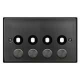 Click Deco - Matt Bronze - 2 Gang Unfurnished Dimmer Plate & Knobs (1600W Max) - 4 Apertures
