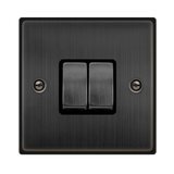 Click Deco - Matt Bronze - 10AX 2 Gang 2 Way Plate Switch