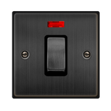 Click Deco - Matt Bronze - 45A 1 Gang DP Plate Switch With Neon