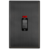 Click Deco - Matt Bronze - 45A 2 Gang (Vertical) DP Plate Switch With Neon
