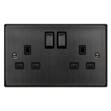 Click Deco - Matt Bronze - 13A 2 Gang DP Switched Socket Outlet