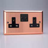 Varilight - Urban Brushed Copper 2 Gang 13A Switched Socket WiFi For Smart Life XY5TUB.BC