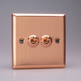 Varilight - Urban Brushed Copper 2 Gang (10A Intermediate Toggle + 10A Switch) XYT71.BC