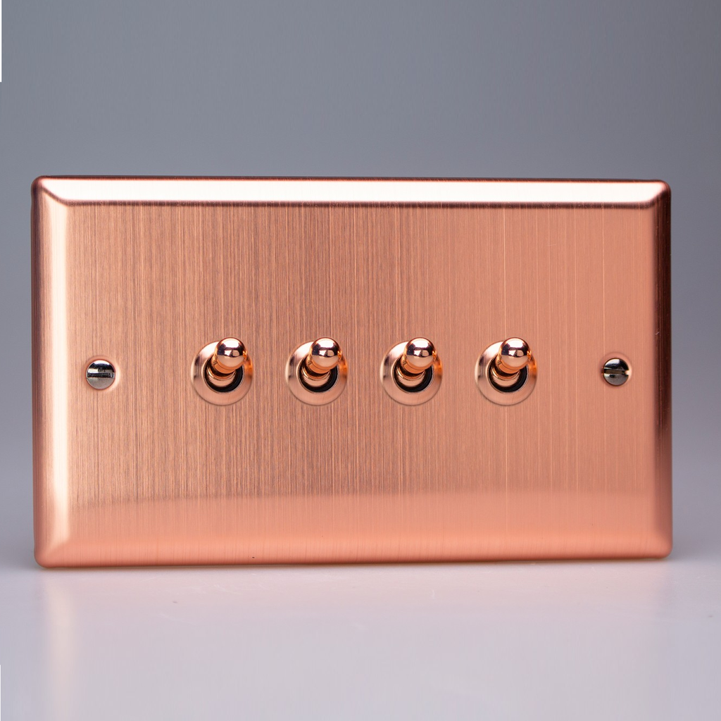 Varilight - Urban Brushed Copper 4 Gang 10A Toggle Switch XYT9.BC