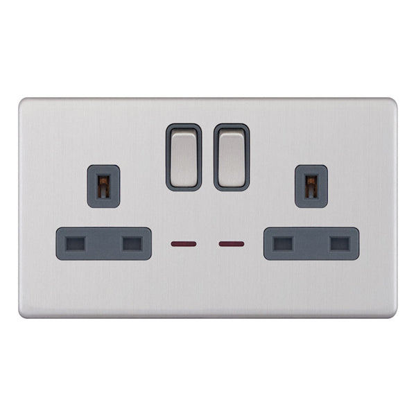Selectric - Screwless 2 Gang 13A Socket With Neon 5MPLUS