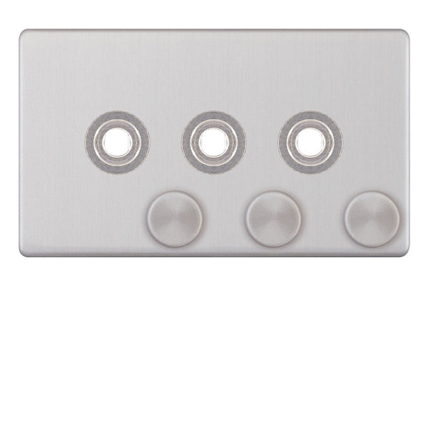 Selectric - Screwless 3 Gang Empty Dimmer Plate With Knobs 5MPLUS