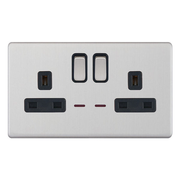 Selectric - Screwless 2 Gang 13A Socket With Neon 5MPLUS