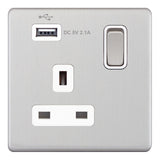 Selectric - Screwless 1 Gang 13A Socket With USB 5MPLUS