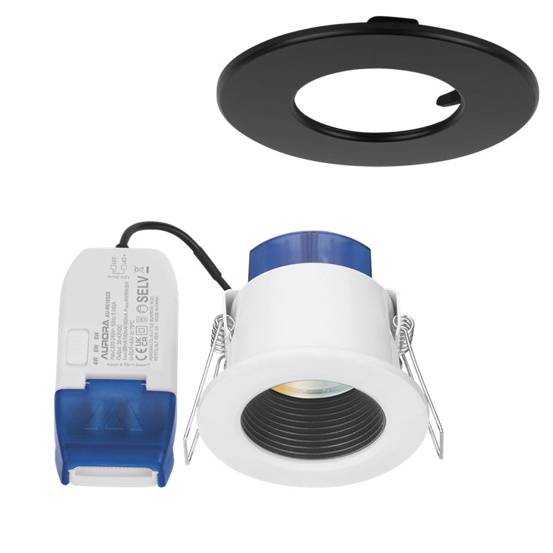 Aurora - R6 Fixed 6W Fire Rated LED Colour & Wattage Switchable 3000K-5700K Downlight AU-R6CWSBF