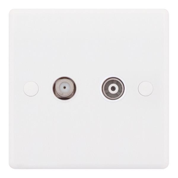 Selectric - Smooth 1 Gang F-Type Satellite Socket + 1 Gang TV/FM Coaxial/Aerial Socket – Isolated SSL538