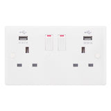 Selectric Smooth 13A Switched 2 Gang Socket 2 x USB SSL581