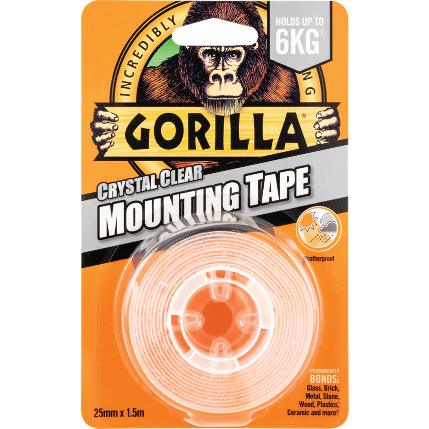 Gorilla - Clear Heavy Duty Double-Sided Tape - 1.5m x 25mm    3044101