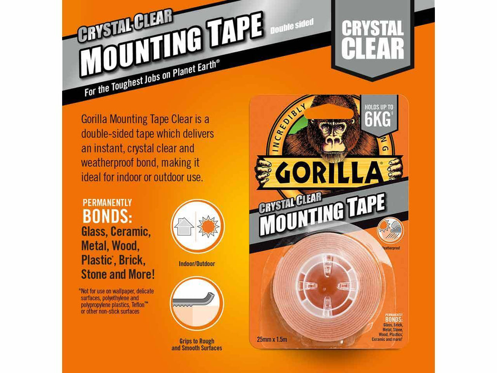Gorilla - Clear Heavy Duty Double-Sided Tape - 1.5m x 25mm    3044101